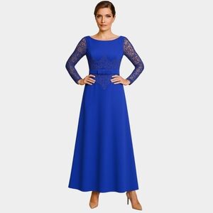 Rosa Clara Size M, Royal Blue Long Sleeve Dress